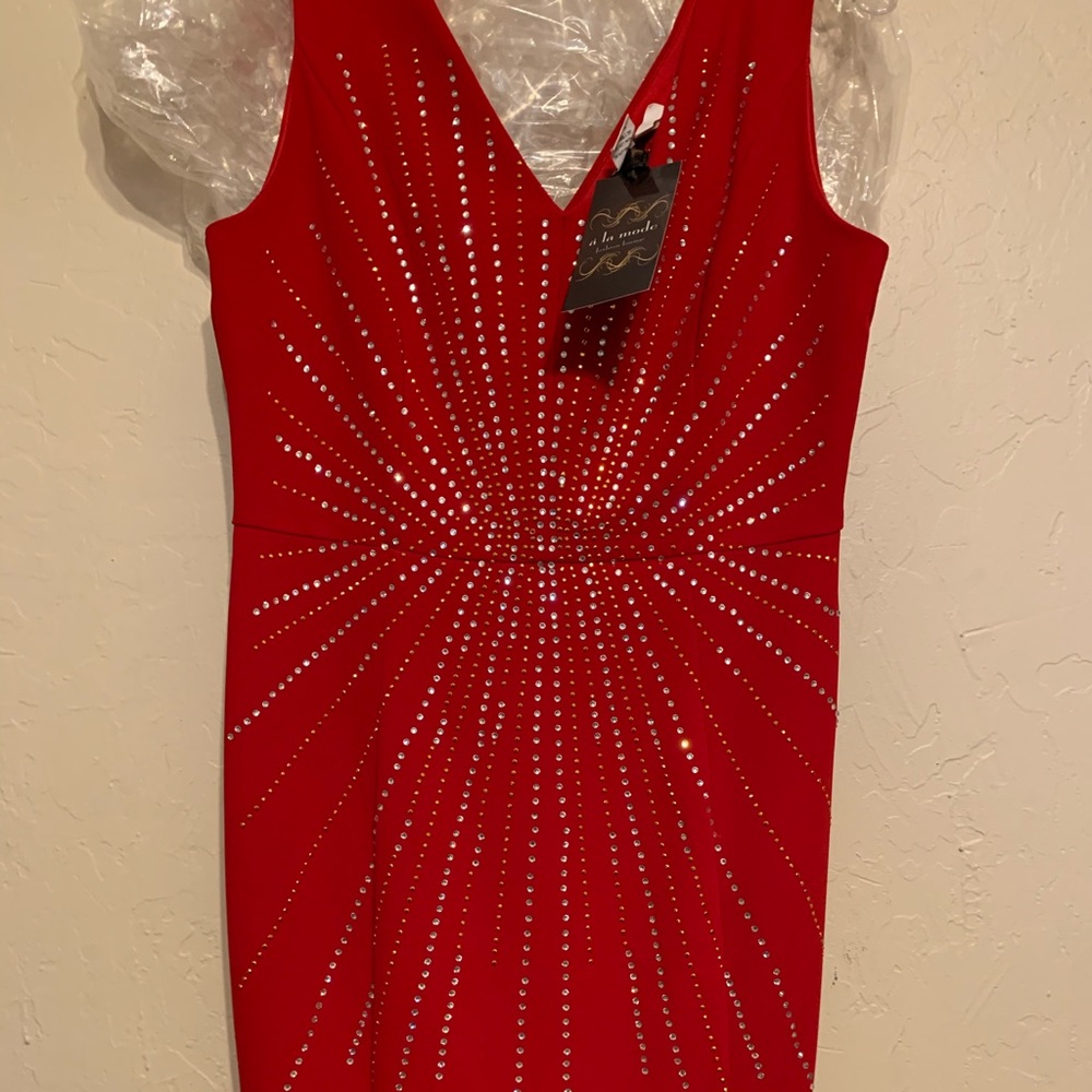 Red dress with rhinestones